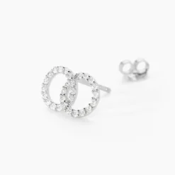Boucles D'oreilles Puces Iwa Argent Blanc Oxyde De Zirconium