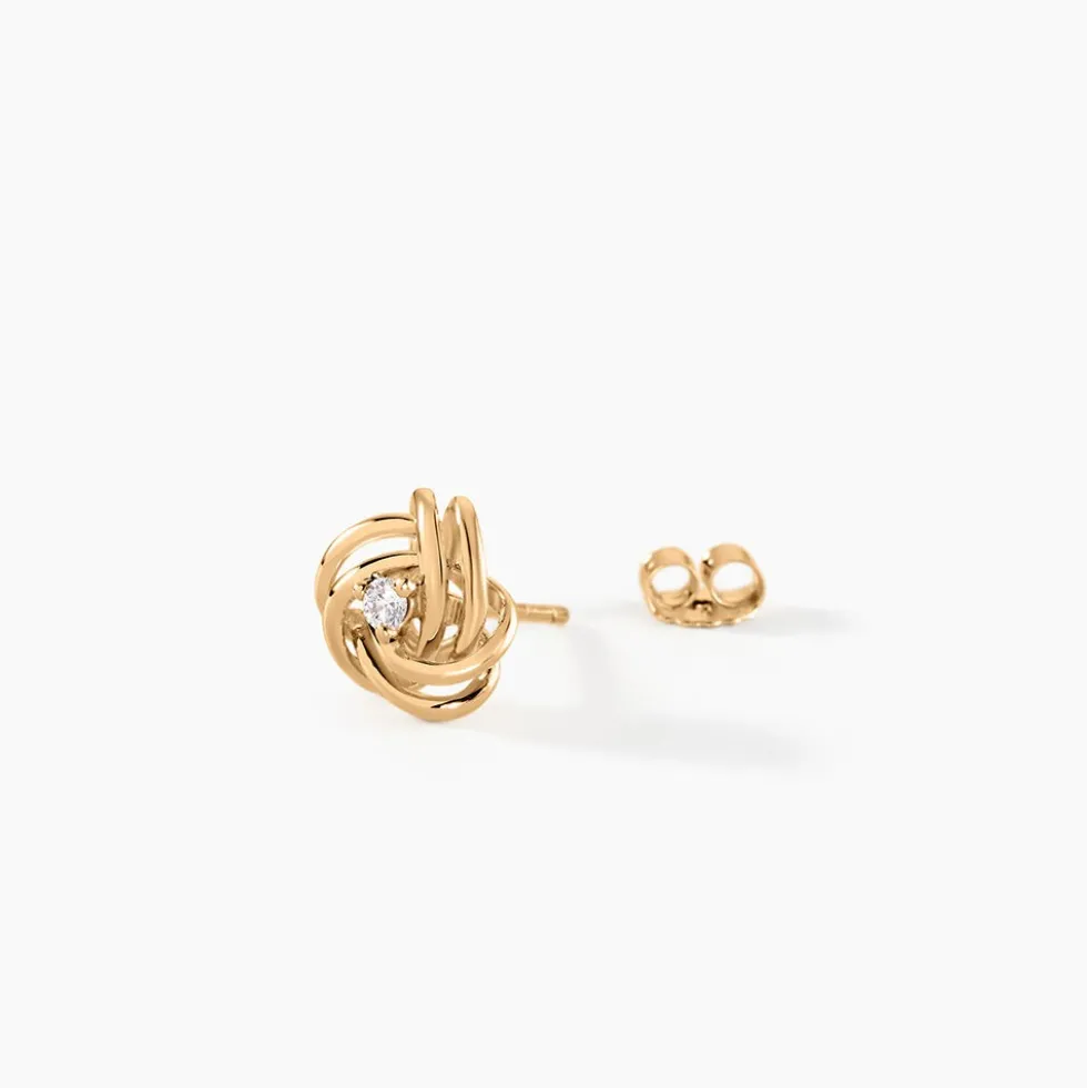 Boucles D'oreilles Puces Iwaki Plaqué Or Jaune Oxyde De Zirconium