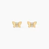 Boucles D'oreilles Puces Jadon Papillon Or Jaune Oxyde De Zirconium