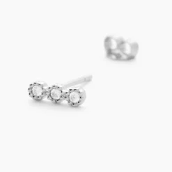 Boucles D'oreilles Puces Janys Argent Blanc Oxyde De Zirconium