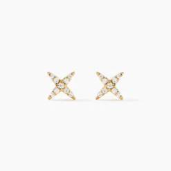 Boucles D'Oreilles Puces Julina Or Jaune Oxyde De Zirconium