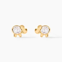 Boucles D'oreilles Puces Jumboo Or Jaune Oxyde De Zirconium