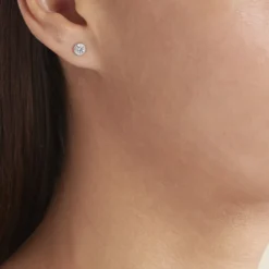 Boucles D'oreilles Puces Kadidia Or Blanc Oxyde De Zirconium