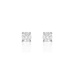 Boucles D'oreilles Puces Kate Or Blanc Diamant