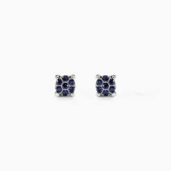 Boucles D'oreilles Puces Kate Or Blanc Saphir