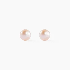 Boucles D'oreilles Puces Kesya Or Jaune Perle De Culture