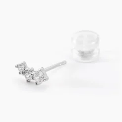 Boucles D'oreilles Puces Kyoto Or Blanc Oxyde De Zirconium