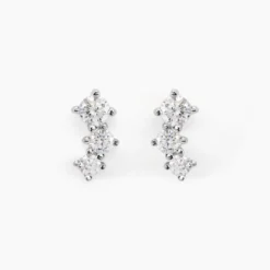 Boucles D'oreilles Puces Kyoto Or Blanc Oxyde De Zirconium