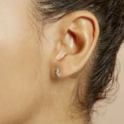 Boucles D'oreilles Puces Kyoto Or Blanc Oxyde De Zirconium