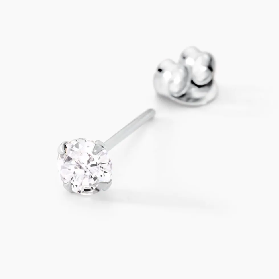Boucles D'oreilles Puces Laena Argent Blanc Oxyde De Zirconium