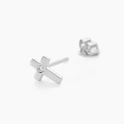 Boucles D'oreilles Puces Laurice Argent Blanc Oxyde De Zirconium