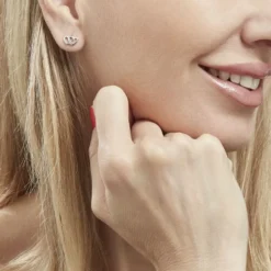Boucles D'oreilles Puces Lehinaae Argent Blanc