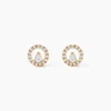 Boucles D'oreilles Puces Lila Plaqué Or Jaune Oxyde De Zirconium