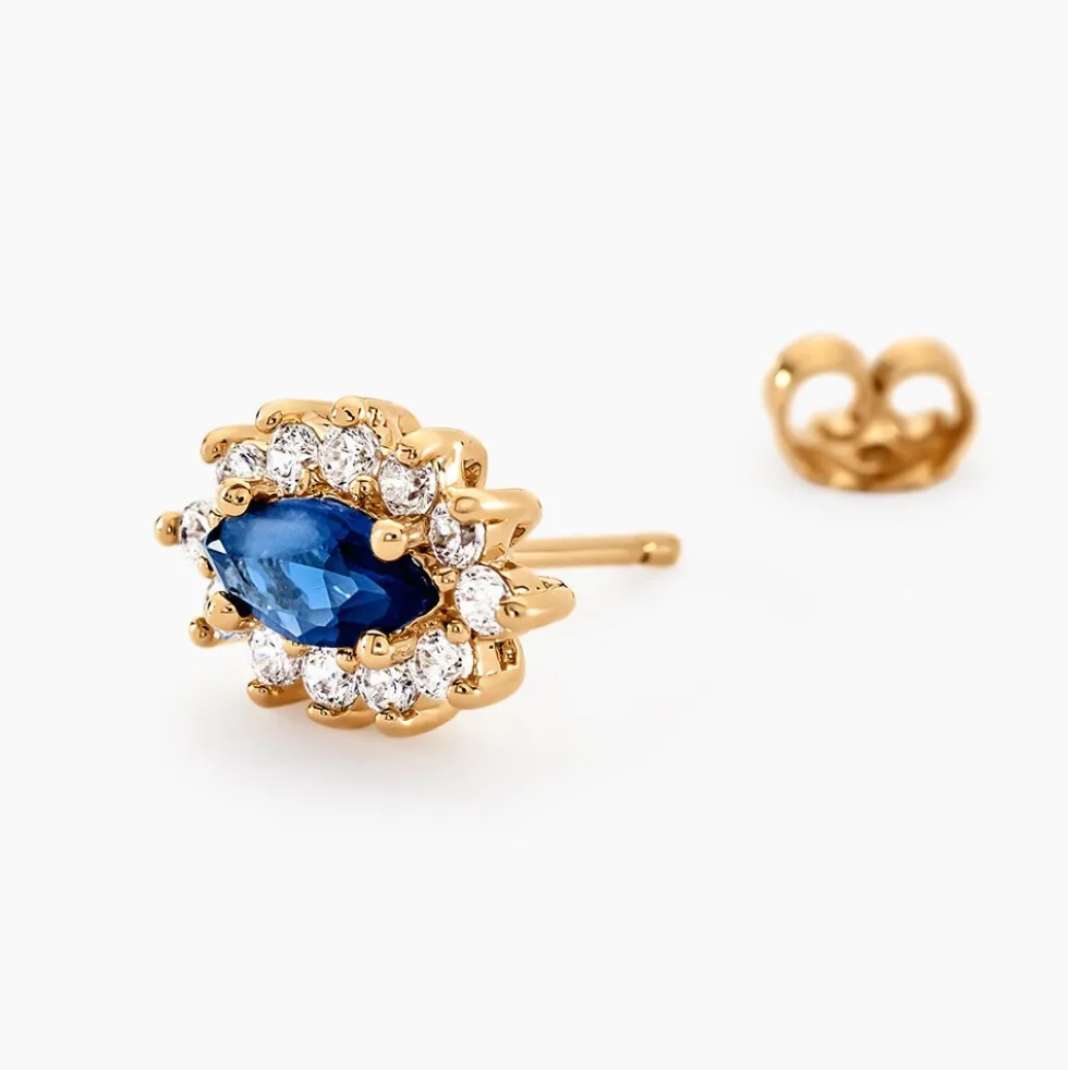 Boucles D'oreilles Puces Lisea Plaqué Or Verre Et Oxyde De Zirconium