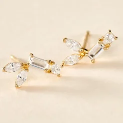 Boucles D'oreilles Puces Lizaveta Or Jaune Oxyde De Zirconium