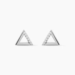 Boucles D'oreilles Puces Lorena Argent Blanc Oxyde De Zirconium