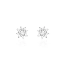 Boucles D'oreilles Puces Lorraine Argent Blanc Oxyde De Zirconium