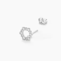 Boucles D'oreilles Puces Louwenn Argent Blanc Oxyde De Zirconium
