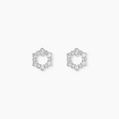 Boucles D'oreilles Puces Louwenn Argent Blanc Oxyde De Zirconium