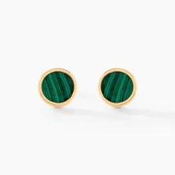 Boucles D'oreilles Puces Lucky Gems Or Jaune Malachite