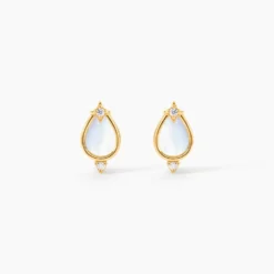 Boucles D'Oreilles Puces Luminea Or Jaune Nacre Oxyde De Zirconium