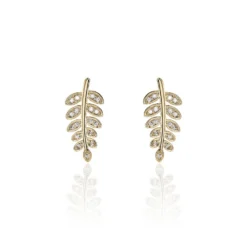 Boucles D'oreilles Puces Luz Plaqué Or Jaune Oxyde De Zirconium