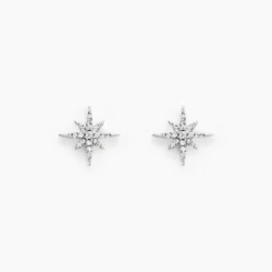 Boucles D'oreilles Puces Lysianne Argent Blanc Oxyde De Zirconium
