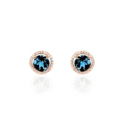 Boucles D'oreilles Puces Maeva Or Rose Topaze Et Oxyde De Zirconium