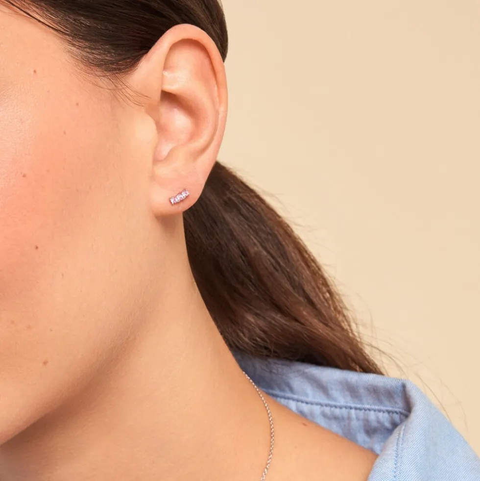 Boucles D'oreilles Puces Mai-ly Argent Blanc Oxyde De Zirconium