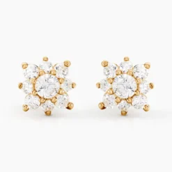 Boucles D'oreilles Puces Manus Or Jaune Oxyde De Zirconium