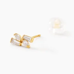 Boucles D'oreilles Puces Mark Or Jaune Oxyde De Zirconium