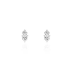 Boucles D'oreilles Puces Mascaret Argent Blanc Oxyde De Zirconium