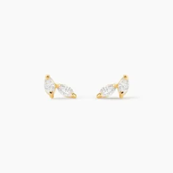 Boucles D'oreilles Puces Mix And Match Or Jaune Oxyde De Zirconium