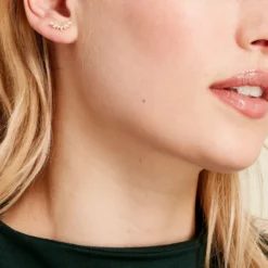 Boucles D'oreilles Puces Miyako Or Jaune Oxyde De Zirconium