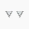 Boucles D'oreilles Puces Mori Argent Blanc Oxyde De Zirconium Et Nacre