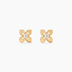 Boucles D'oreilles Puces Netuno Or Jaune Oxyde De Zirconium