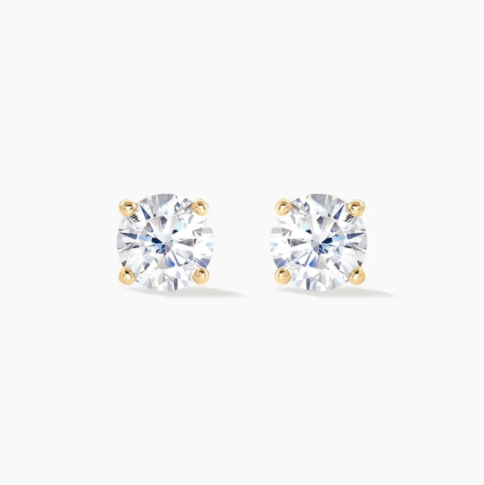 Boucles D'oreilles Puces Nilay Plaqué Or Jaune Oxyde De Zirconium