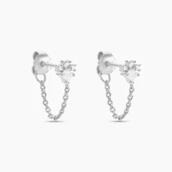 Boucles D'oreilles Puces Nimah Argent Blanc Oxyde De Zirconium