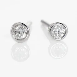 Boucles D'oreilles Puces Ofelia Or Blanc Diamant