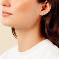 Boucles D'oreilles Puces Oliviane Argent Blanc Oxyde De Zirconium
