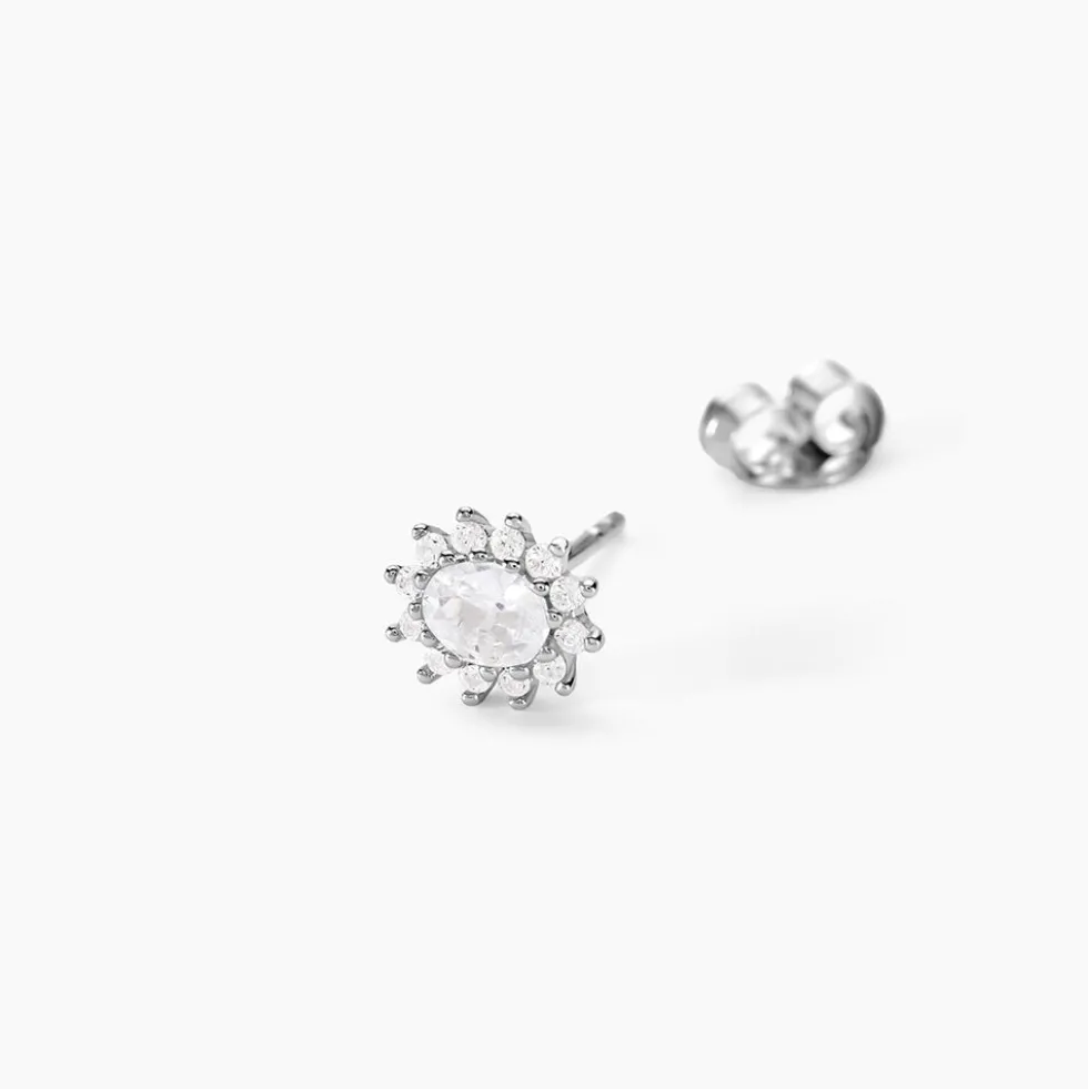 Boucles D'oreilles Puces Oliviane Argent Blanc Oxyde De Zirconium