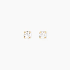 Boucles D'Oreilles Puces One Or Jaune Diamants