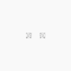 Boucles D'Oreilles Puces One Or Blanc Diamants