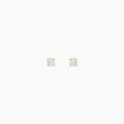 Boucles D'Oreilles Puces One Or Jaune Diamants