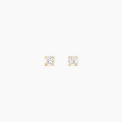 Boucles D'Oreilles Puces One Or Jaune Diamants