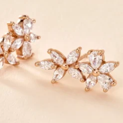 Boucles D'oreilles Puces Oralie Argent Rose Oxyde De Zirconium