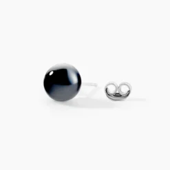 Boucles D'oreilles Puces Orbe Argent Blanc Céramique