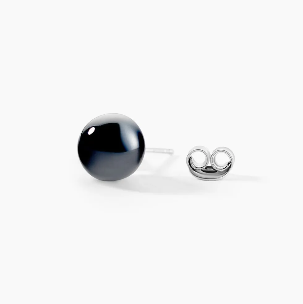 Boucles D'oreilles Puces Orbe Argent Blanc Céramique