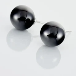 Boucles D'oreilles Puces Orbe Argent Blanc Céramique