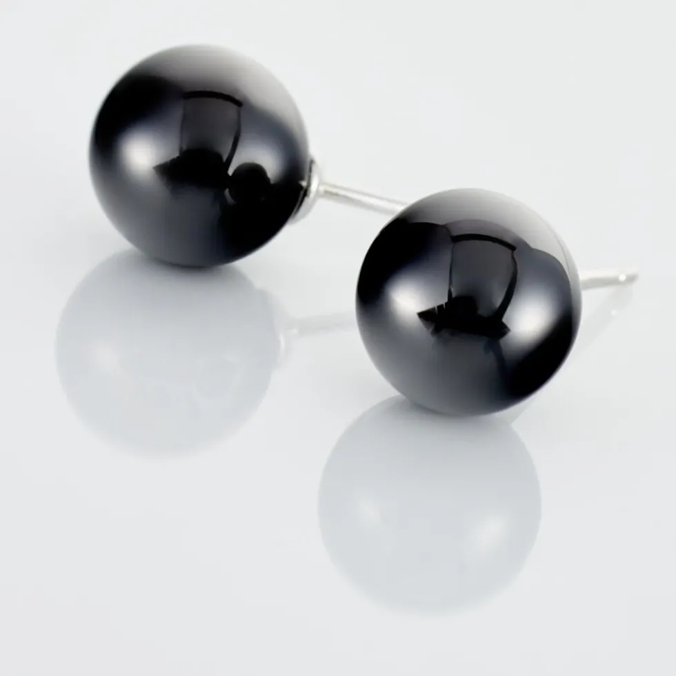 Boucles D'oreilles Puces Orbe Argent Blanc Céramique